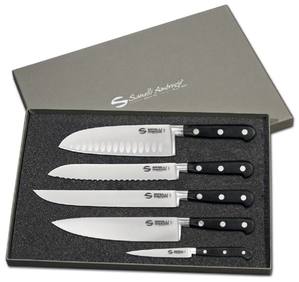Chef Gaveboks med 5 kniver fra Sanelli